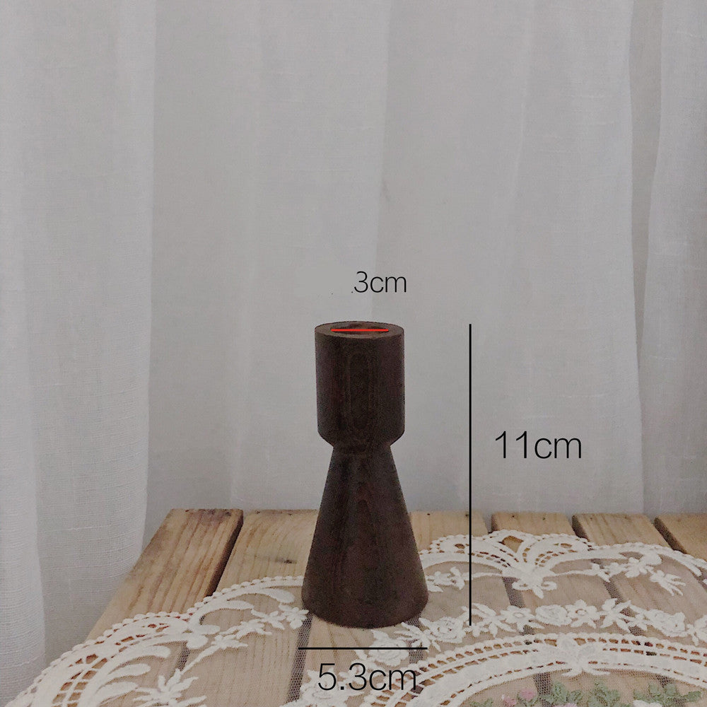Hearth dark walnut hourglass candle holder, 4.3 in