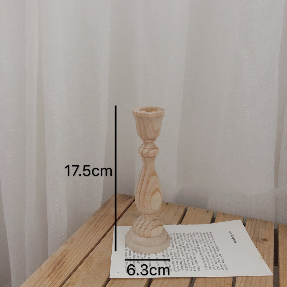 Hearth natural wood tall candle holder, 6.9 in
