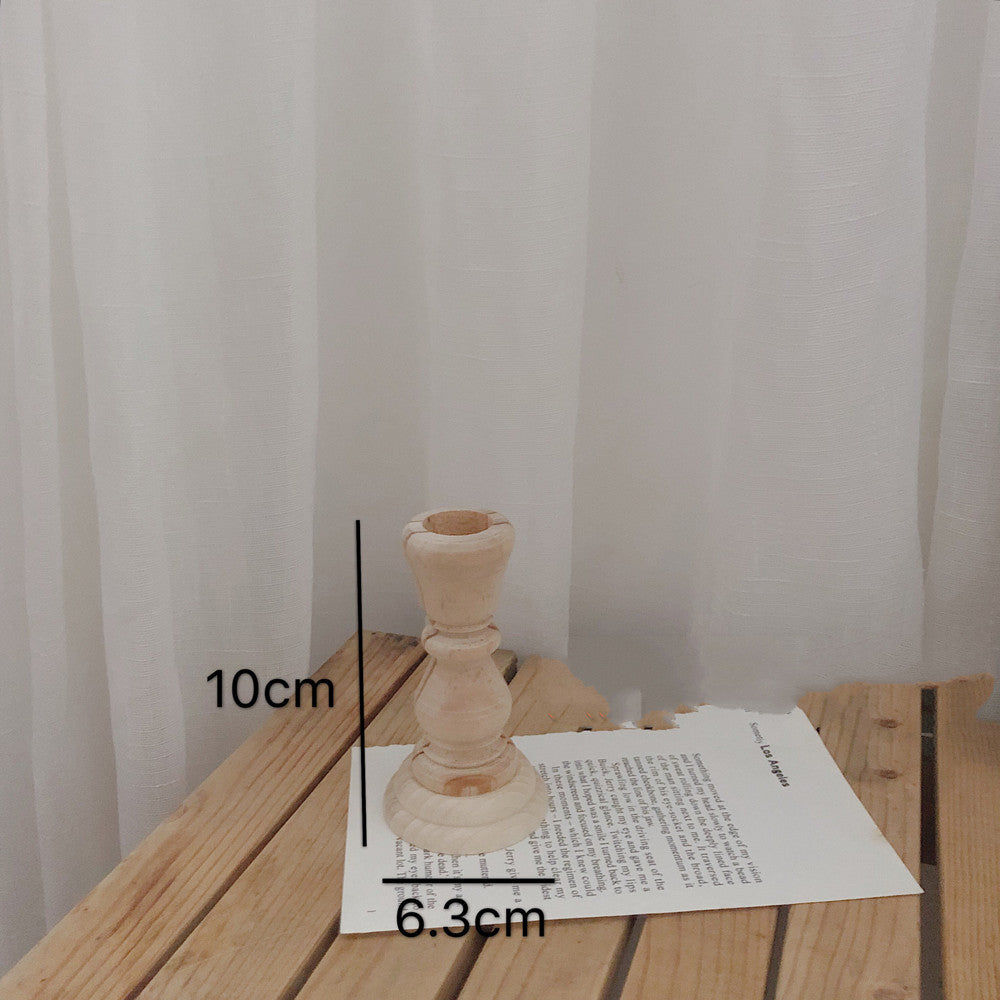 Hearth natural wood short candle holder, 3.9 in