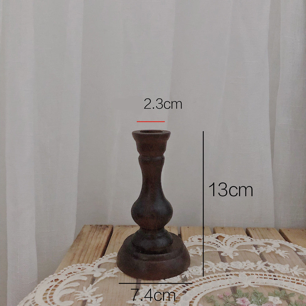 Hearth dark walnut turned candle holder, 5.1 in
