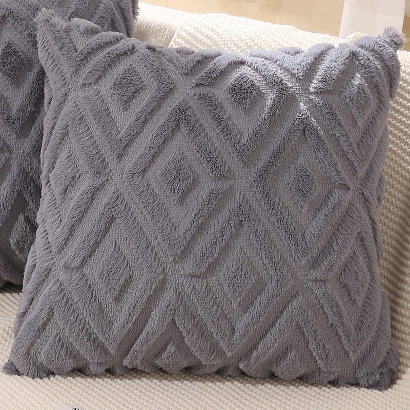 Nest textured pillow cover in charcoal gray